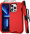 iPhone 13 Pro Max Case with Belt Clip and 2 Pack Screen Protector - Military Grade Rugged Full Body Phone Case (Red+Black)......