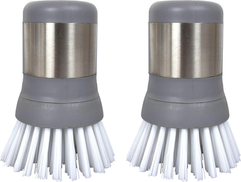 Stainless Steel Mini Scrub Brush, Ergonomic Palm Scrubber with Stainless Steel Handle, Pack of 2, Gray (1436A2P6-AMZ)...
