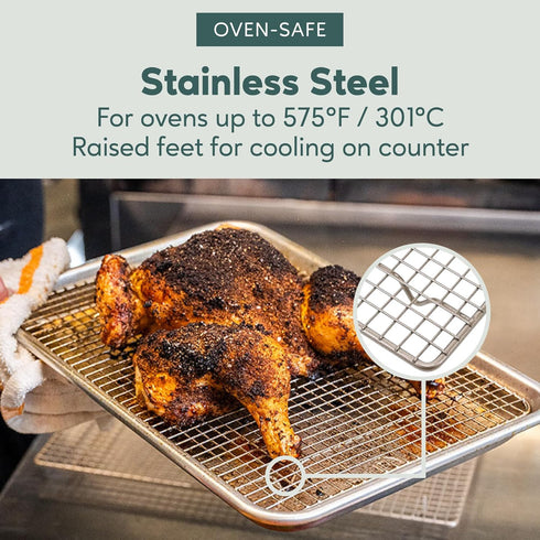 Ultra Cuisine Stainless Steel 8.5 x 12-inch Cooling and Baking Rack - Oven-Safe - Dishwasher-Safe - Heavy Duty - Tight Wire Bake for Oven Cooking ...