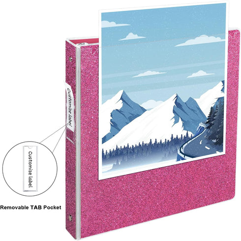 3 Ring Binder 1 Inch Pink Binders Fashion View Binder with 2 pockets for Office Supplies, Waterproof, Deep Pink...