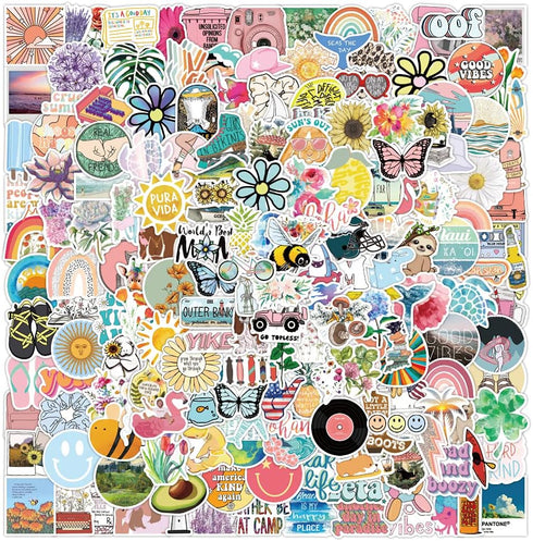 Stickers for Water Bottles, 200 Pack/PCS Cute Vsco Vinyl Aesthetic Waterproof Stickers Laptop Hydroflask Skateboard Computer Stickers for Teens Ki...