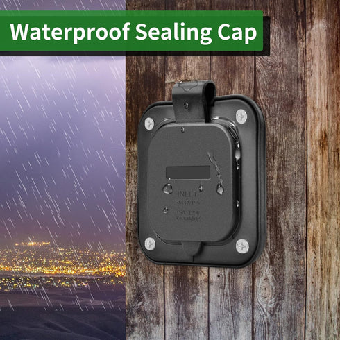 RVGUARD 15 Amp 125V AC Power Inlet Port Plug with Integrated 24" Extension Cord, NEMA 5-15 Flanged Inlet, Compatible with Waterproof Front & Back ...
