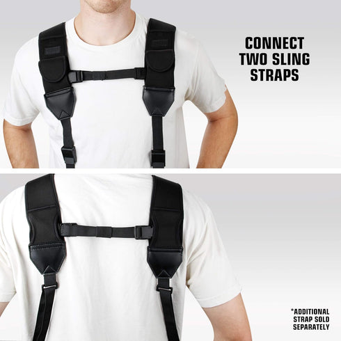 USA Gear Camera Sling Shoulder Strap with Adjustable Neoprene, Safety Tether, Accessory Pocket, Quick Release Buckle - Compatible with Canon, Niko...