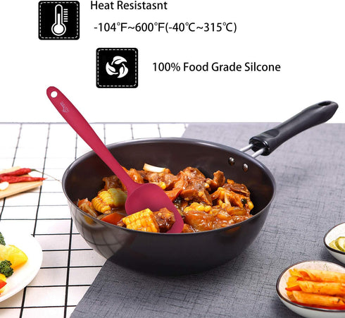 HOTEC Heat Resistant 600? BPA-Free Silicone Rubber Spatula Set, Kithchen Cooking Spatulas, Baking, Mixing, for Non Stick Cookware, Dishwasher Safe...