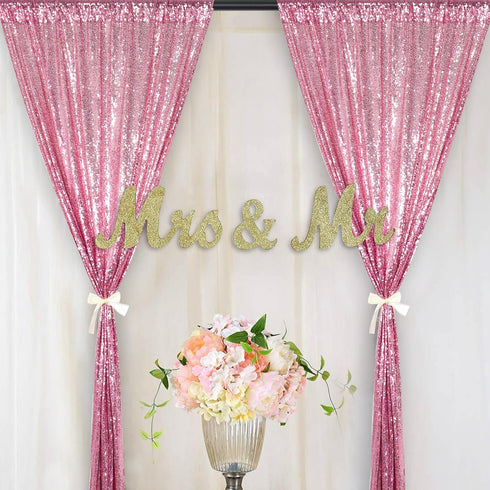 DUOBAO Sequin Backdrop 2FTx7FT Pink Gold Glitter Backdrop Curtain Fuchsia Pink Sequence Back Drop Photography Backdrop for Wedding Birthday Baby S...