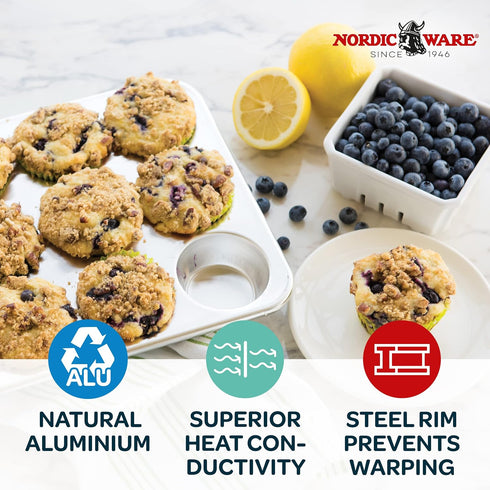 Nordic Ware Natural Aluminum Commercial Muffin Pan, 12 Cup...