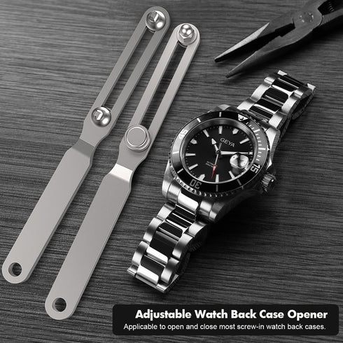 Freejoy Adjustable Watch Back Remover Tool, Wrench Type Watch Case Back Opener Remover Watchmaker Watch Repair Kit for Battery Replacement and Wat...