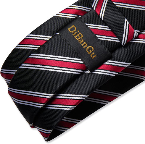 DiBanGu Mens Stripe Plaid Tie Set Floral Necktie Pocket Square Cufflinks Set Party Wedding Business...