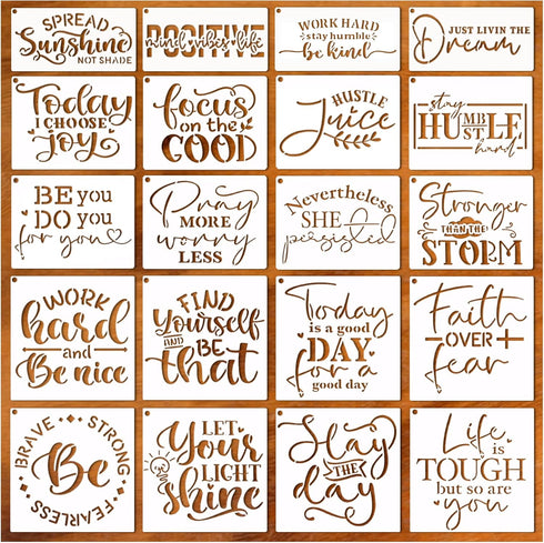 Word Stencils for Painting On Wood Sign Canvas Fabric, Reusable Welcome Farmhouse Burning Inspirational Art Craft Paint Stencil for Shirt Family F...