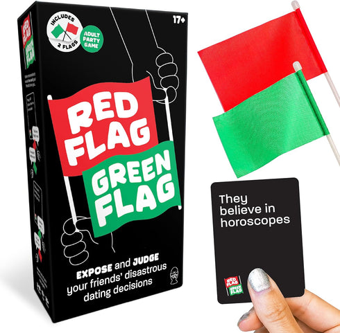 Fun Red Flag Green Flag Party Game - to Judge your Friends Dating Decisions - 230 Diverse Questions - Board Game for Adults, Adult Party Games, Ga...