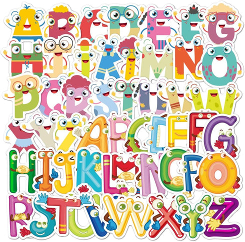 52pcs Alphabet Letter Stickers Colorful Letters and Numbers Stickers Vinyl Waterproof Stickers for Kids for Journaling Water Bottle Skateboard Lap...