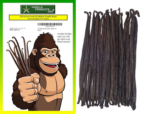 25 Tahitian Extract Grade B Natural Vanilla Beans by Vanilla Products USA...