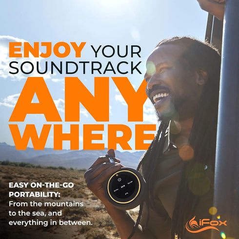 iFox Portable Bluetooth Shower Speaker, IPX7 Waterproof Outdoor Wireless Speaker, Built-in Mic, Carabiner, Beach, Camping, Hiking, Pool, Great Gif...