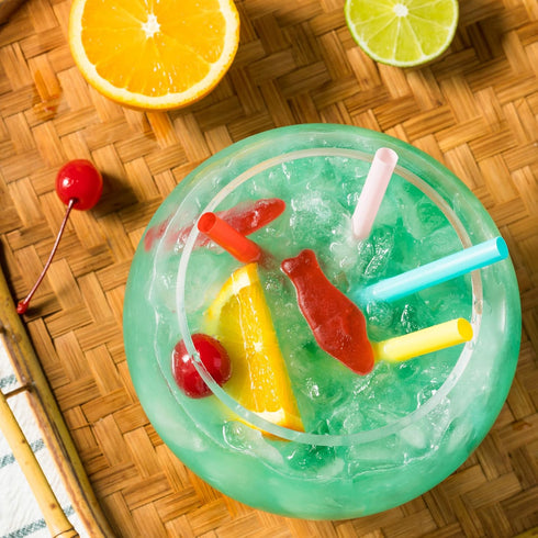 Final Touch Fishbowl Glass - Extra Large Unique Drinking Cup for Oversized Margaritas, Daiquiris, Blue Lagoons - 44 Oz Fun Drinkware with Thick St...