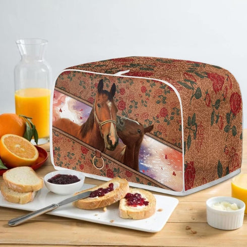 Horse Toaster Dust Cover, Universal Toaster Covers Bread Maker Cover Rsoe Print Bakeware Protector Small Appliance Dust Storage Bag for 4 Slice To...