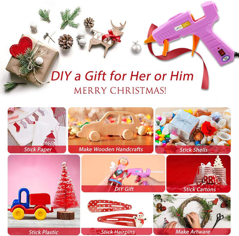 Hot Glue Gun Kit with 30pcs Glue Sticks, Mini Hot Melt Glue Gun with Carrying Case for Crafts, School DIY Arts, and Home Repair (30Watts, Pink)...