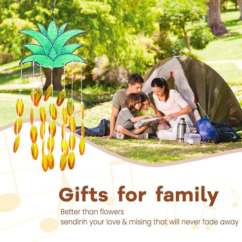 Pineapple Suncatcher Wind Chimes for Outside,Unique Pineapple Stained Glass Windchime for Outdoors Patio Garden Decor Makes A Great Birthday Gift ...