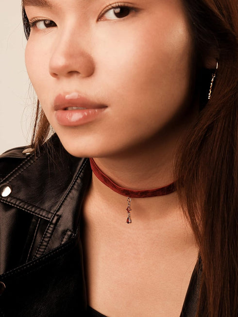 Sacina Gothic Red Choker, Red Choker Necklace for Women, Velvet Choker, Goth Choker, Chokers Gothic, Halloween Necklace, Christmas New Year Jewelr...