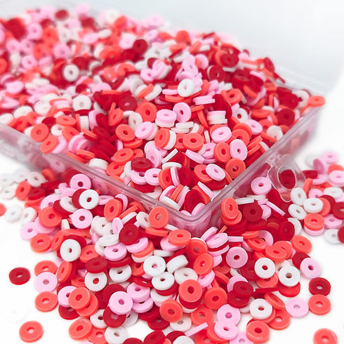 3000 PCS Polymer Clay Beads for Bracelets Making, Flat Clay Beads Kit, Spacer Beads Vinyl Heishi Beads for Valentine's Day Jewelry Making (Love)...