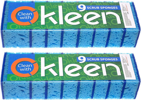 Blue Multi Use Scrub Sponge. Made in Europe. 18 Pack, 4.3x2.8x1.4 inches. Heavy Duty and Non Scratch Fiber. Odorless, Durable. Delicate Scouring S...