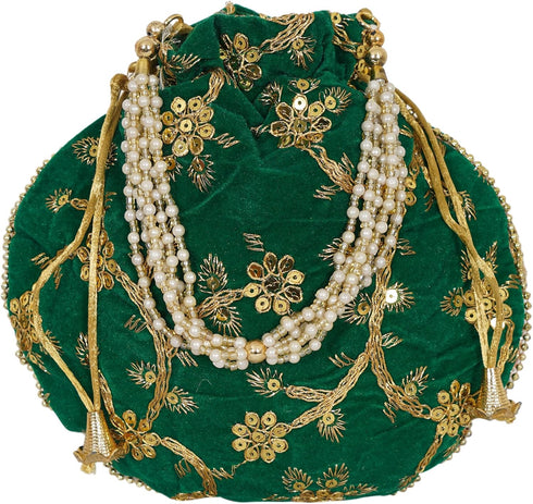 Radharani Arts 01 PC Women Handicrafts and jewellery Designer Velvet Potli Bags or Wristlets or rajasthani batwa for Wedding & Parties, Best for g...