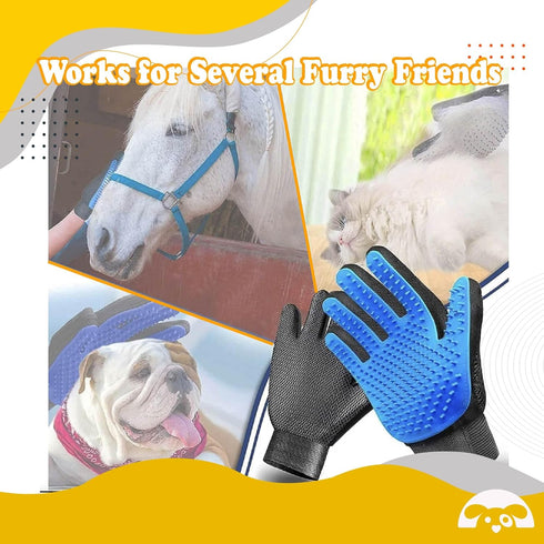 PetnBeyond Deshedding and Grooming Gloves - Gentle Effective Pet Care Gloves for Cats and Dogs - Ultimate Massaging and Comfort - Suitable for Lon...
