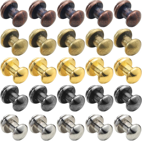 YORANYO 75 Sets 8MM Round Head Button Stud for Leather Chicago Screws Spikes and Stud Leather Rivets Screws Button Rivets for Repair and Decorate ...