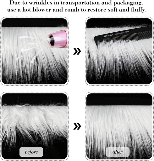 2 Pieces Faux Fur Square Furry Fur Fabric Cutting Faux Fur Fabric Shaggy Furry Fabric Fluffy Fabric Fur Chair Cover Patches Clothing Decoration Su...
