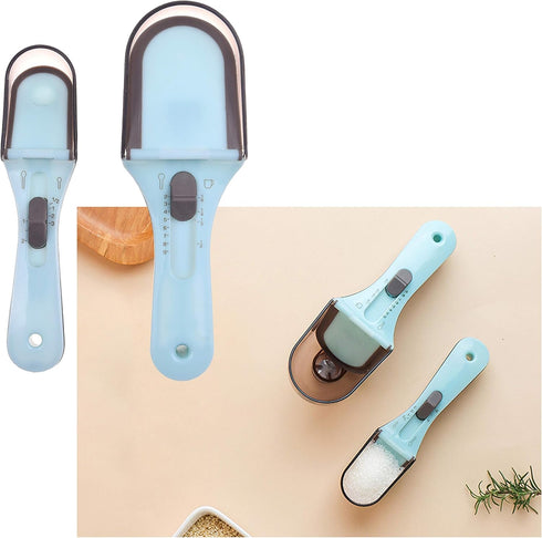 Kare & Kind 2x Adjustable Measuring Cups/Spoons - Large and Small - Imperial and Metric - Oz, Ml, Cups, Tbsp, Tsp - Adjustable Space Saving Kitche...