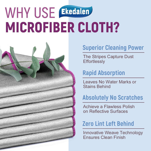 Polishing Microfiber Cleaning Cloth for Glass Wine Miracle Streak Free Lint Free Wipes Household Auto Detailing Bathroom Cleaner, Pack of 6, 12 x ...