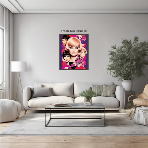 Posterizer 1 pcs-vintage women pink and purple collage-Retro Art-Abstract & Modern Art-Gift for Art Lovers- UNFRAMED Wall Art...