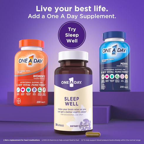 One-A-Day Sleep Supplement - Sleep Supplements for Adults, Sleep Support with Passionflower and Melatonin, Sleep Support with Sleep Well, 30 Capsu...