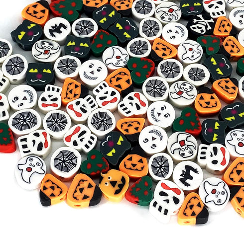 100 Pcs Polymer Clay Beads Mixed Heishi Spacer Beads Supplies for DIY Bracelet Earring Necklace Jewelry Making (Halloween-2)...