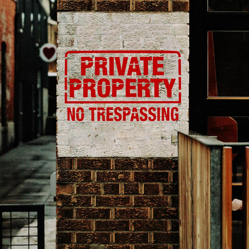 "Private Property No Trespassing" Reusable Stencil Template for Painting/Spraying Large Warning Sign on Wooden Plaque | 2-Pack, 14" x 10"...