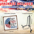 July 4th Petals Wood Plaque With Iron Stand - Home Of The Free Because Of The Brave - 4"x4" Wooden Block Sign, Patriotic Desk Signs, Shelf & Table...