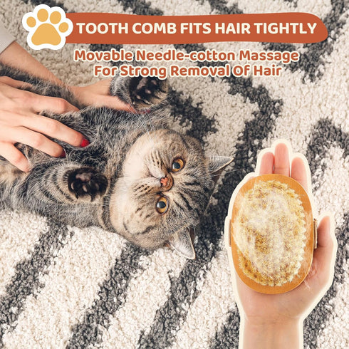 Suclain 2 Pcs Dog Cat Bristle Brush for Shedding Dog Brush for Short Haired Dogs Soft Dog Brush Oval Palm Beech Brush with Boar Bristles and Elast...