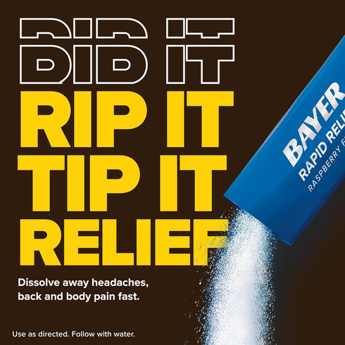 Bayer New Rapid Dissolvable Raspberry Flavor Powder Packs with Aspirin & Caffeine for Fast Acting Headache, Muscle and Body Pain Relief...