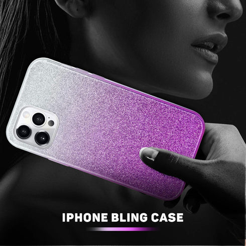 MATEPROX Compatible with iPhone 12 Pro case Compatible with iPhone 12 Cases Glitter Bling Sparkle Cute Girls Women Protective Cover (Gradient Purp...