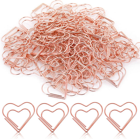 100 PCS Cute Paper Clips Rose Gold Heart Paper Clips Funny Mini Paper Clips for Kids Office Supplies Wedding Decoration Crafts Scrapbooking Women ...