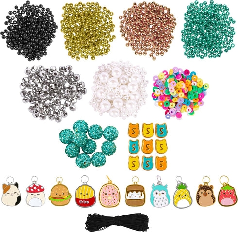 Fashion Angels Squishmallows Mix & Match Bracelet Design Kit - Makes 10 Bracelets - includes 10 Squishmallows Charms, 10 Gem Beads, Assorted Beads...