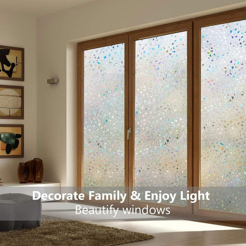 LEMON CLOUD Decorative Window Film, Stained Window Privacy Film, Frosted Glass Static Cling for Glass Door Home, 3D Rubble Design (17.5 x 78.7 Inc...