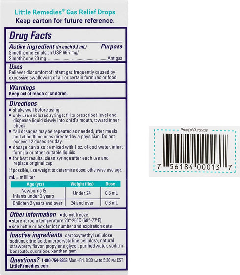 Little Remedies Gas Relief Drops, Natural Berry Flavor, Safe For Newborns, 1 fl oz...