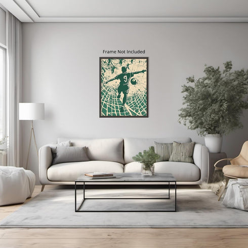 Posterizer 1 pcs-abstract retro- nspired illustration of a football-soccer player-Sports & Hobby Art Gifts for sports fans Decor for Home & Office...