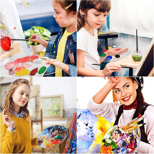 4PCS Paint Pallet Clear Premium Acrylic Paint Palette, Easy Clean Transparent Non-Stick Acrylic Pallet, for Oil Watercolor DIY Craft Paint Tray Pa...