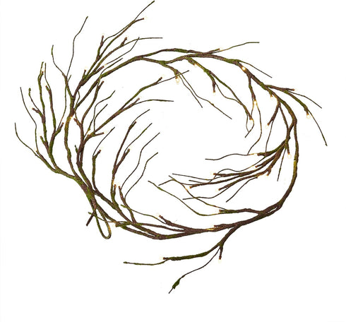 Hairui Mossy Garland Lights 6FT 48 LED Battery Operated Lighted Twig Vine with Timer for Halloween Christmas Party Decoration Indoor Outdoor Use...