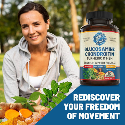 Glucosamine Chondroitin MSM Turmeric Boswelia - Joint Support Supplement. Helps with Inflammatory Response, Occasional Discomfort Relief for Knees...