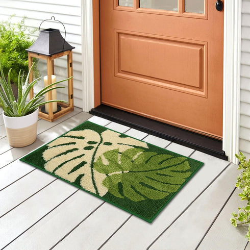Hi Space Bathroom Rugs 24x16IN Blue Leaves Bath Mat for Bathroom Non Slip Machine Washable Soft Microfiber Absorbent Cute Bath Rug Plush for Tub S...