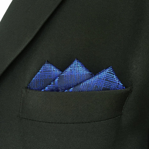 S&W SHLAX&WING Ties for Men Silk Neckties Extra Long Cobalt Blue Plaid Matching Bow-tie with Pocket Square...