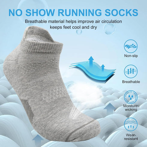 No Show Ankle Running Socks Men & Women Low Cut Athletic Sports Hidden Cushioned Tab Socks for Hiking Cycling Workout Golf Tennis Gym Walking 3 Pa...