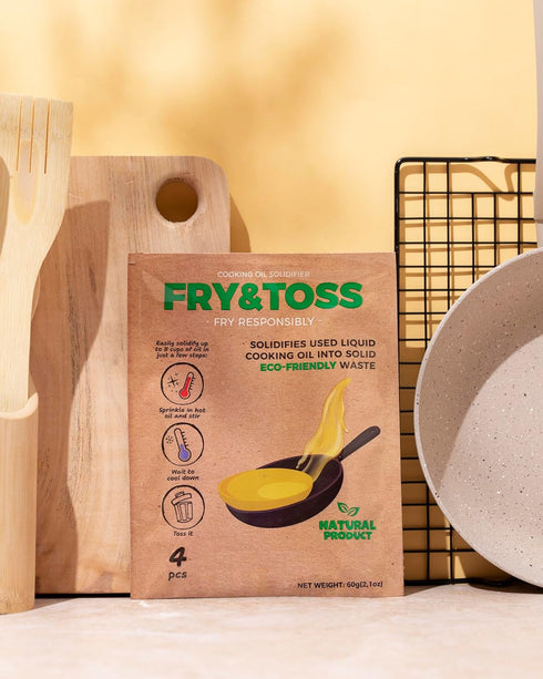FRY&TOSS Cooking Oil Solidifier, Waste Cooking Oil Solidifier Powder for Cooking Oils, Plant Based Oil Hardener for Disposal, Solidifies Up To 8 C...